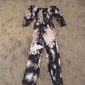 Off the shoulder floral jumpsuit